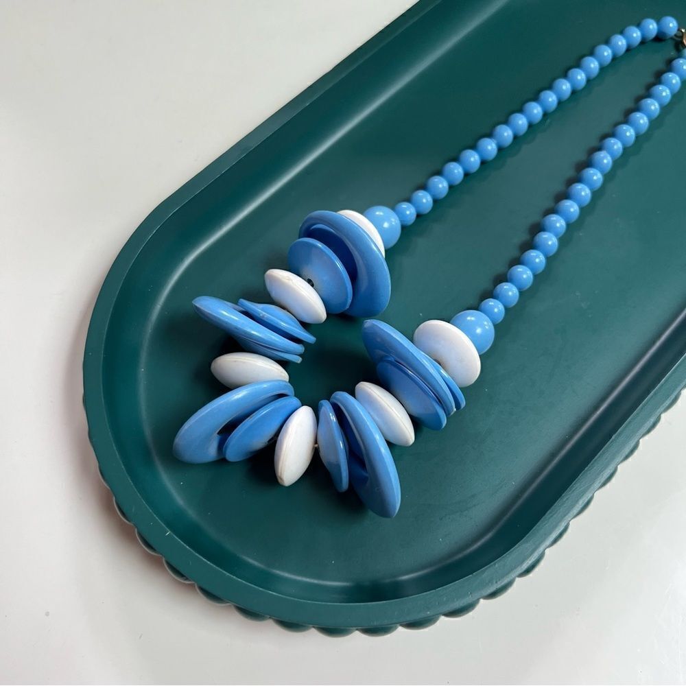 Vintage 70s Handmade Resin Plastic Bead Chunky Statement Necklace